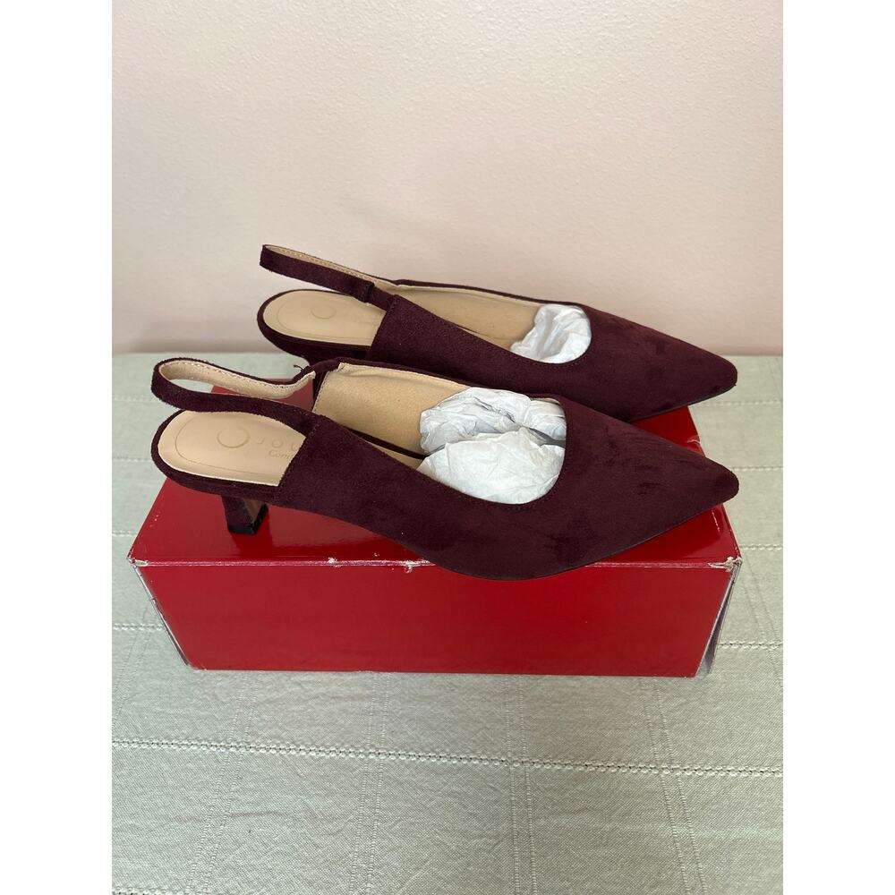 Journee Collection Paulina Women's Oxblood Patent Slingback Kitten Heel Sz 8 WD - Picture 11 of 16